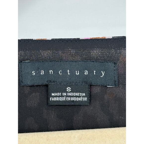 Sanctuary Meadow Blouse Black Print Floral Print V-Neck Long Sleeve Relaxed S - Picture 4 of 8